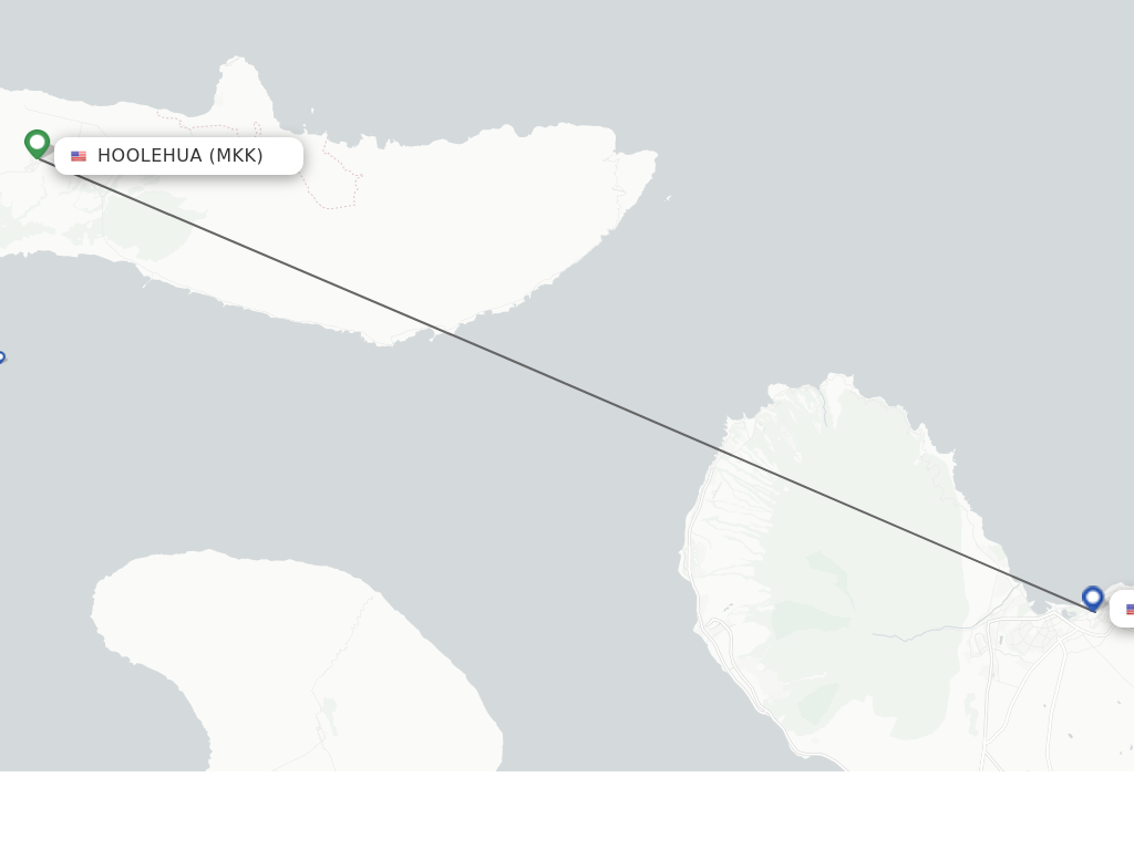 Flights from Kahului to Hoolehua route map