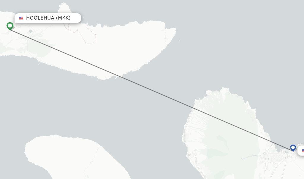 Flights from Hoolehua to Kahului route map