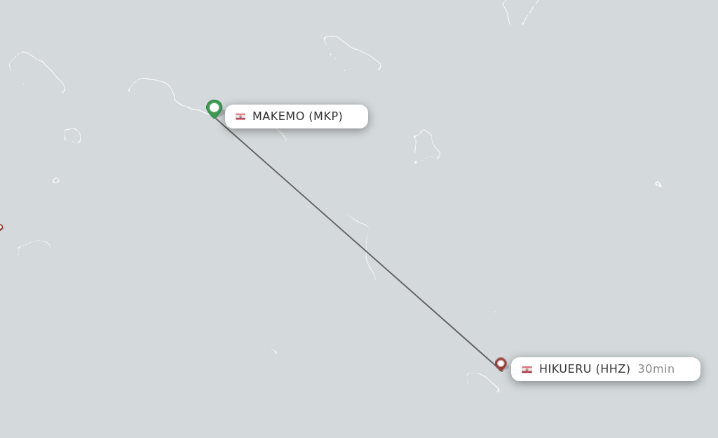 Flights from Makemo to Hikueru route map