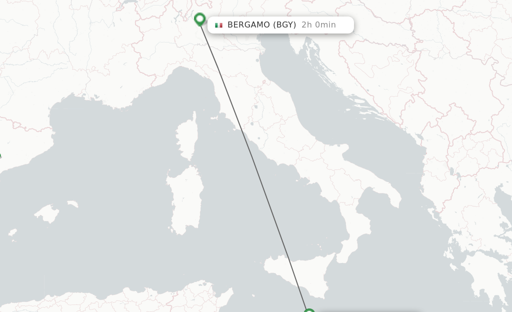 Flights from Malta to Milan route map
