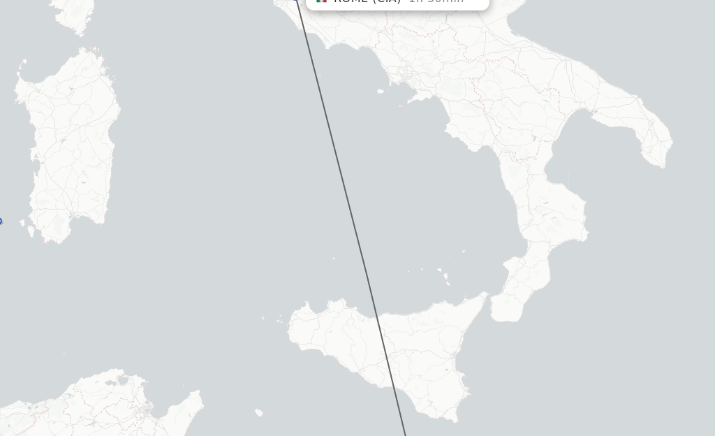 Flights from Malta to Rome route map