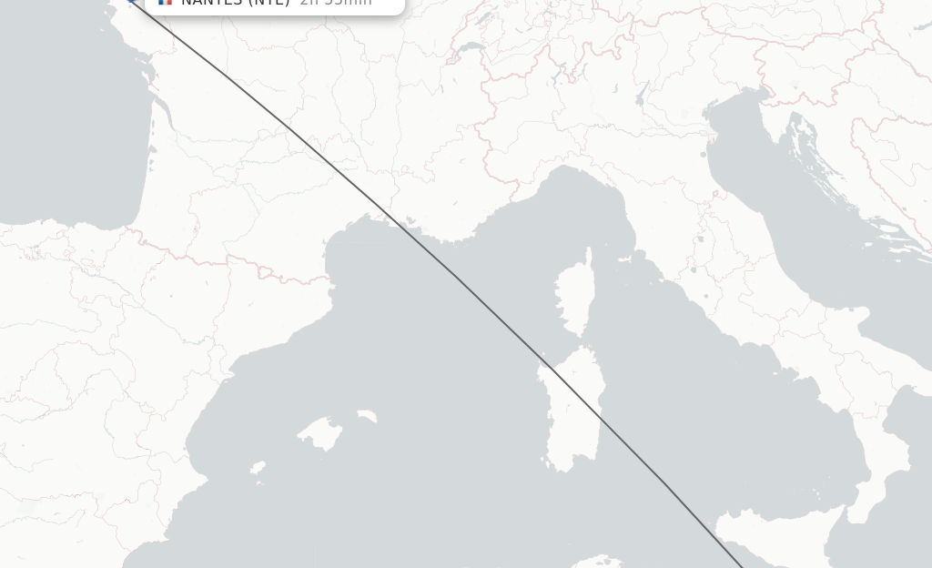 Flights from Malta to Nantes route map