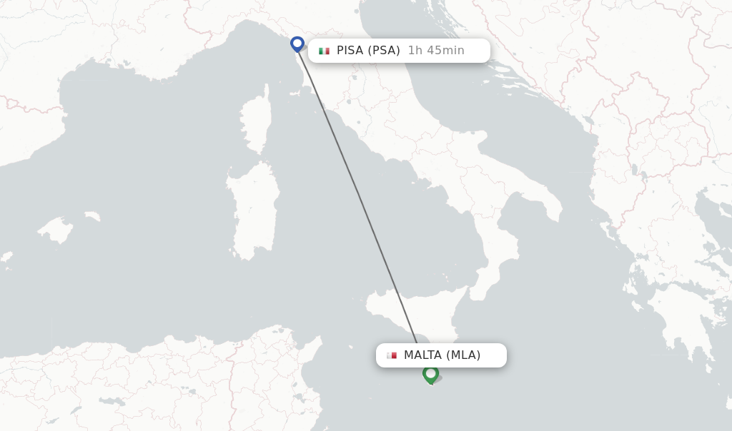 Flights from Malta to Pisa route map