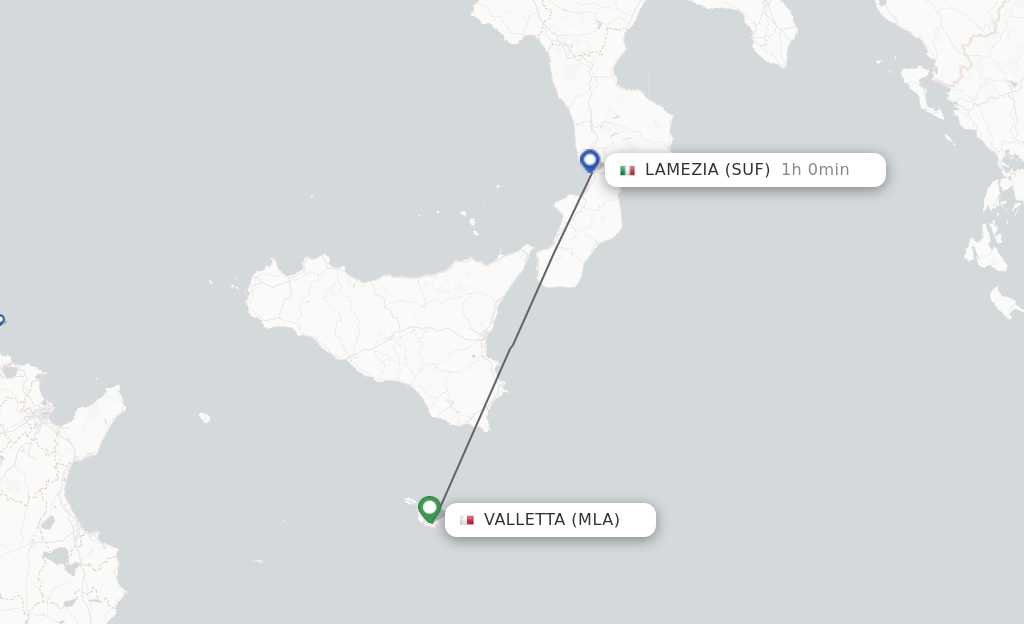 Flights from Malta to Lamezia-Terme route map