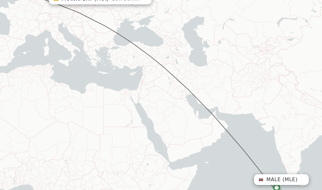 Flights from Male to Frankfurt route map