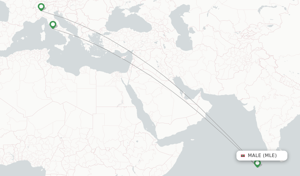 Route map with flights from Male with Neos