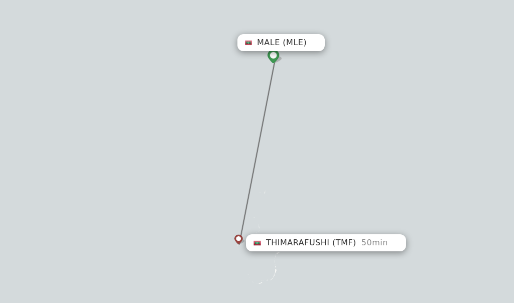 Flights from Male to Thimarafushi route map