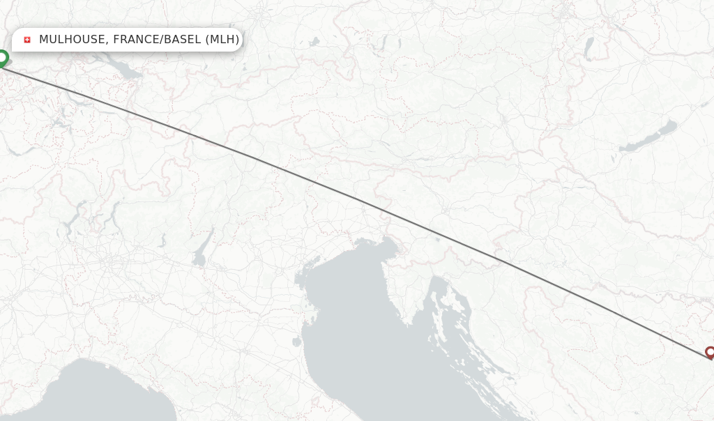 Flights from Mulhouse, France/Basel to Tuzla route map