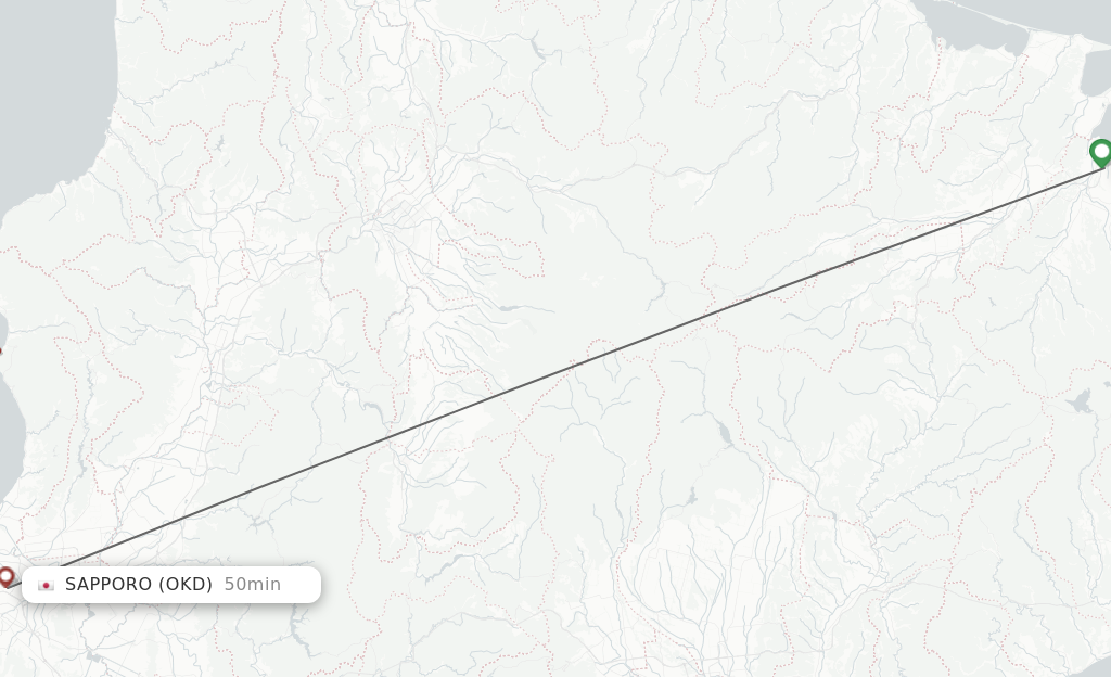 Flights from Memanbetsu to Sapporo route map
