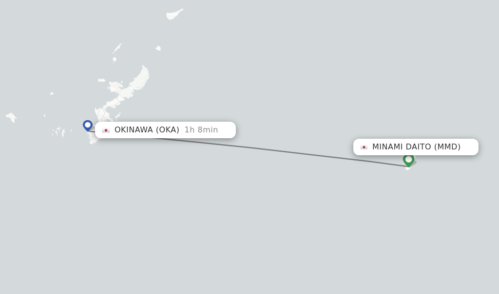 Flights from Minami Daito to Okinawa route map