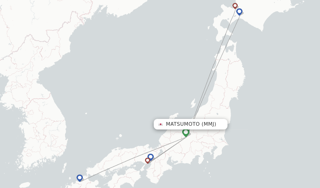 Flights from Matsumoto to Osaka route map