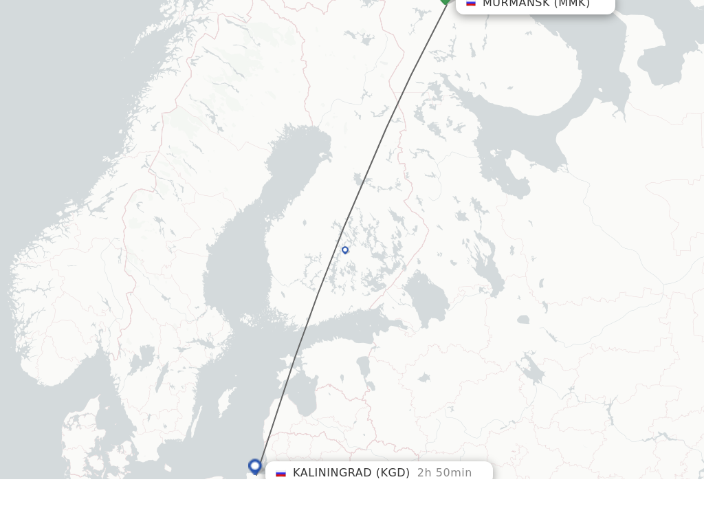 Flights from Murmansk to Kaliningrad route map
