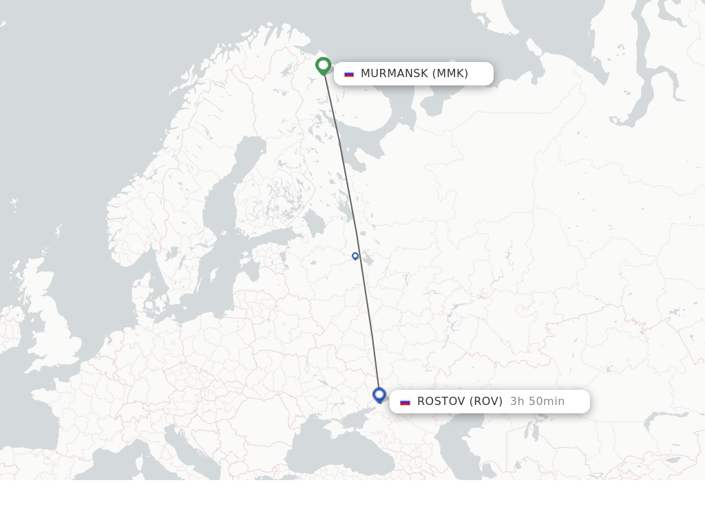 Flights from Murmansk to Rostov route map