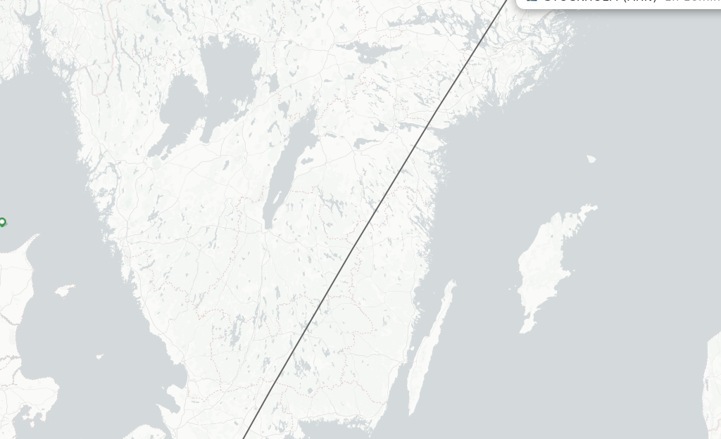 Flights from Malmo to Stockholm route map
