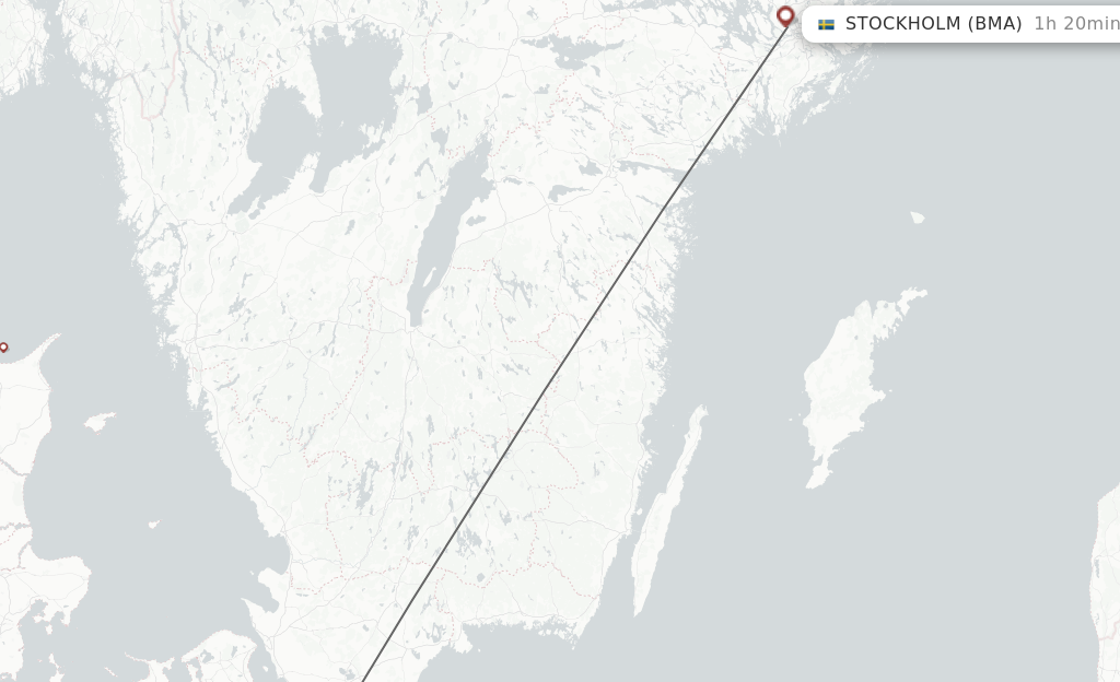 Flights from Malmo to Stockholm route map