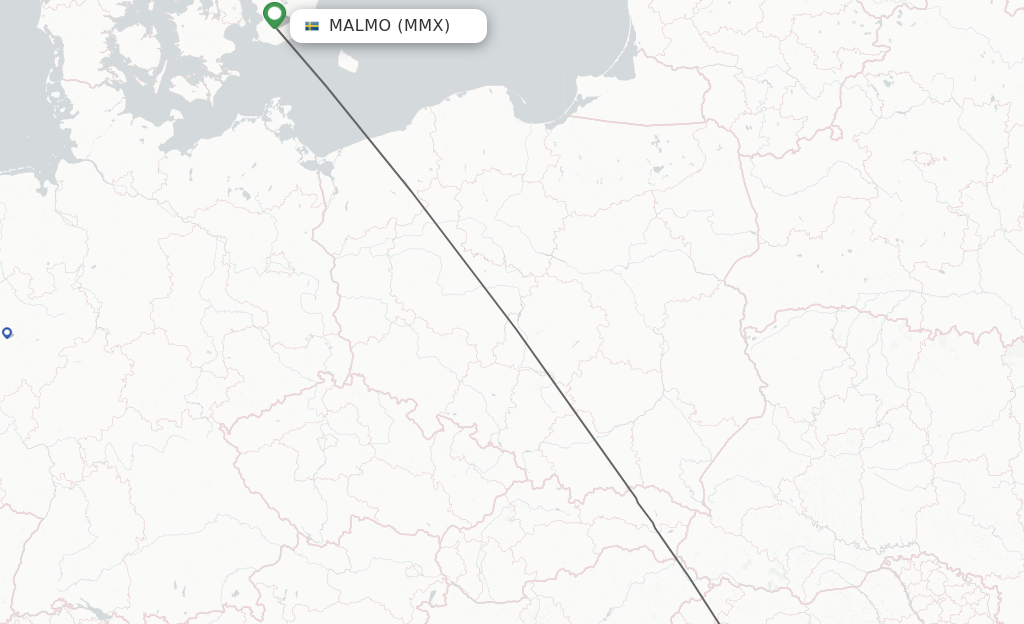 Flights from Malmo to Cluj-Napoca route map