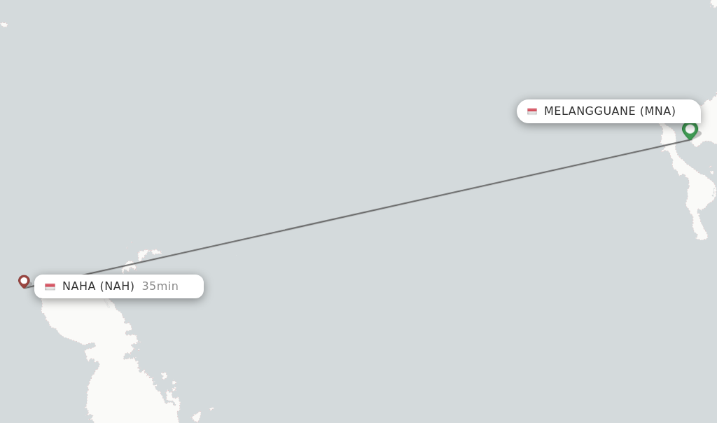 Flights from Melangguane to Naha route map