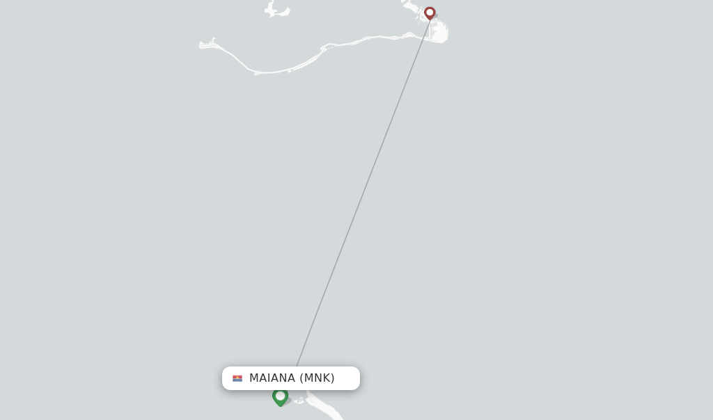 Route map with flights from Maiana with Air Kiribati