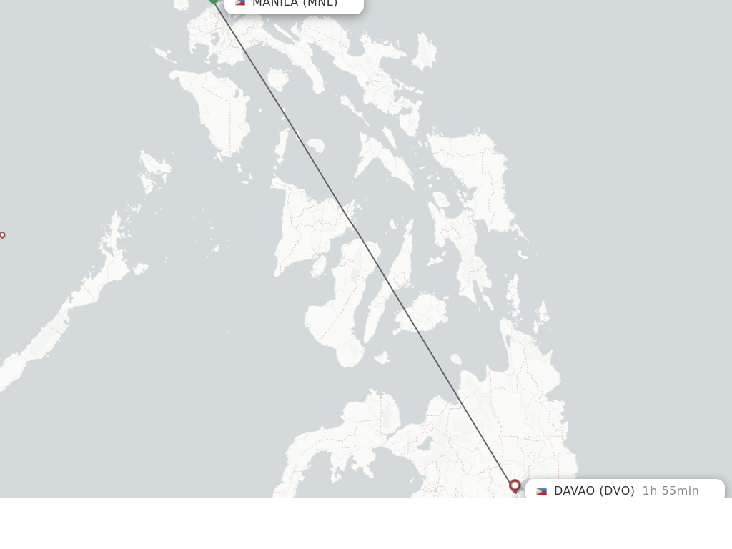 Flights from Manila to Davao route map