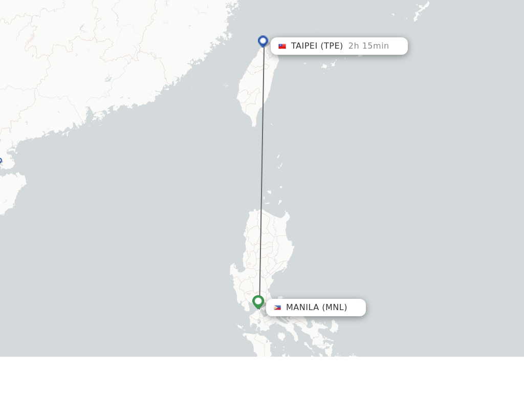 Flights from Manila to Taipei route map