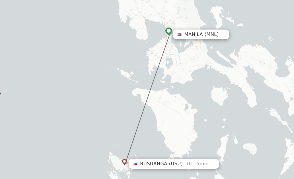 Flights from Manila to Busuanga route map