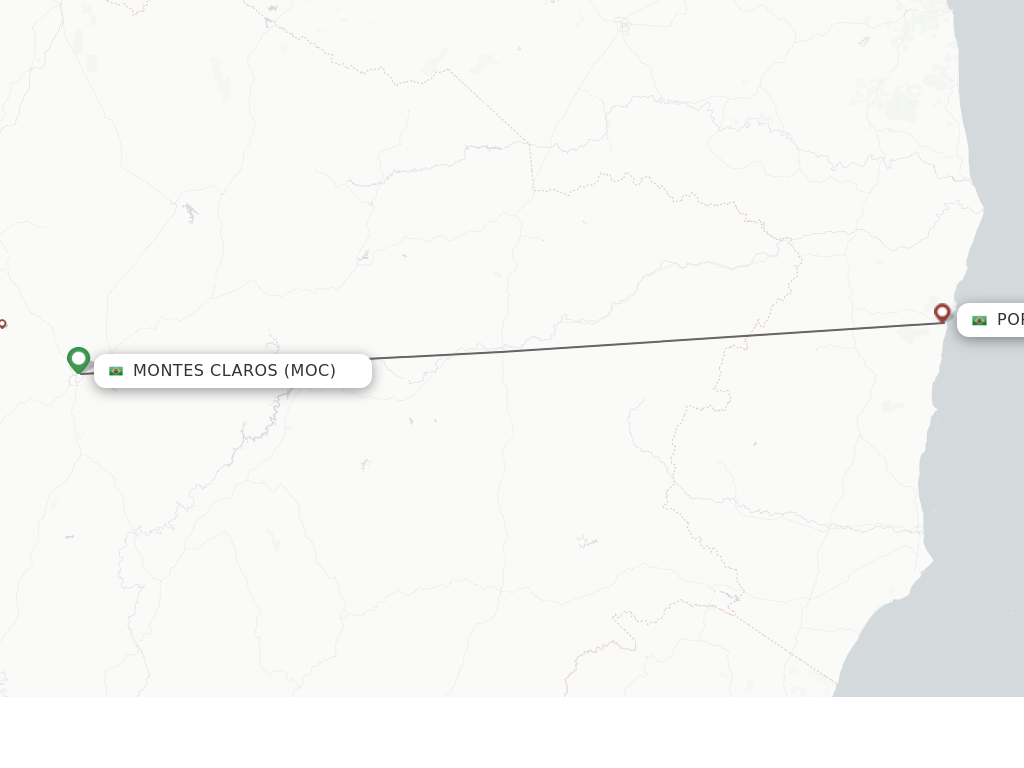 Flights from Montes Claros to Porto Seguro route map