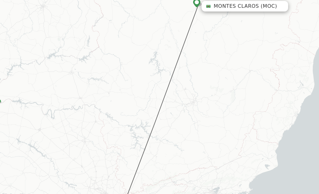 Flights from Montes Claros to Sao Paulo route map