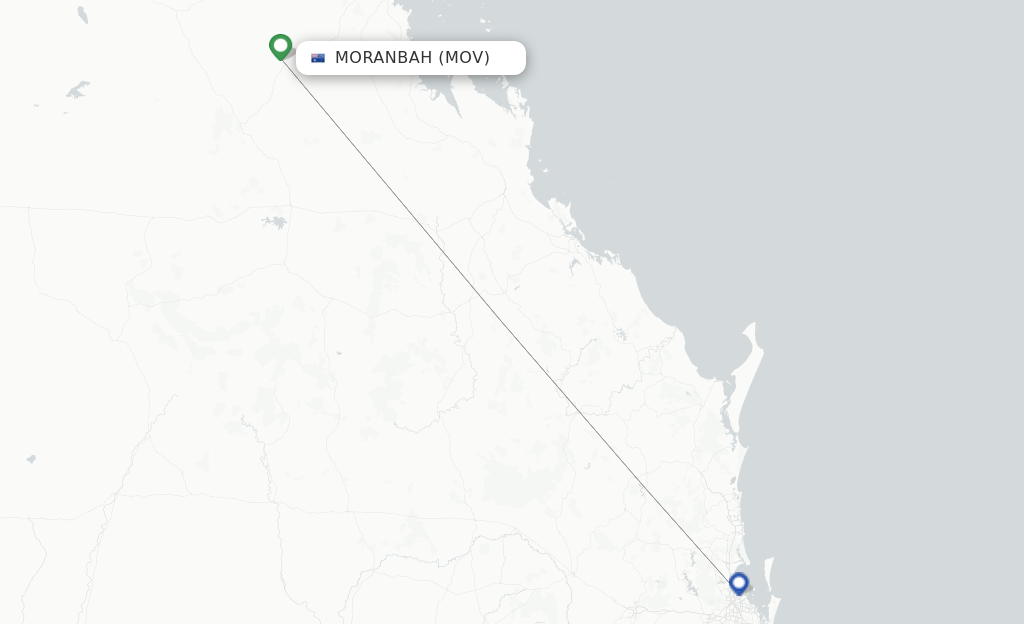 Route map with flights from Moranbah with Qantas
