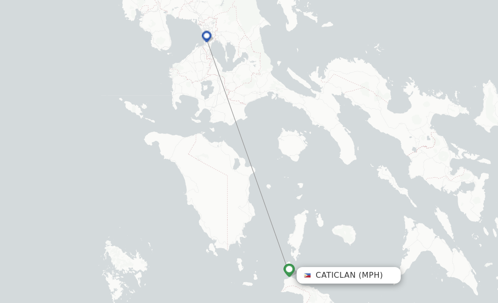 Route map with flights from Caticlan with Sunlight Air