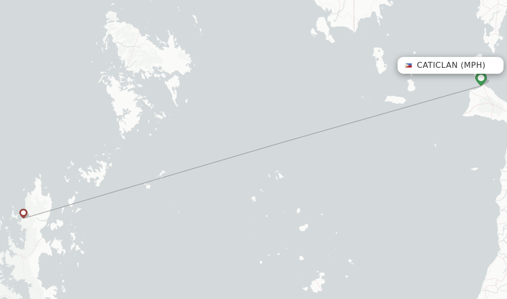 Route map with flights from Caticlan with AirSWIFT