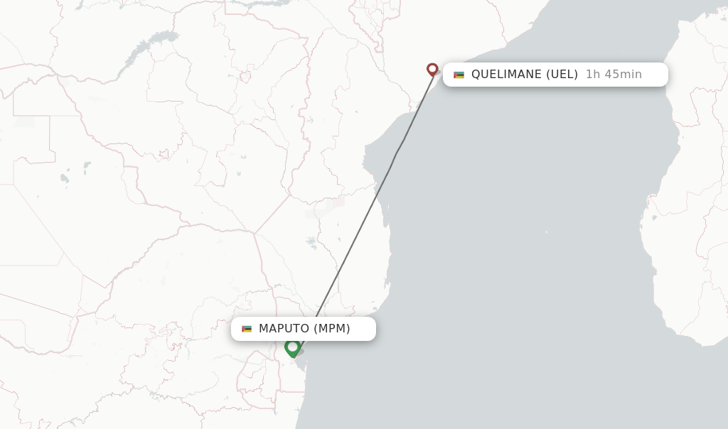 Flights from Maputo to Quelimane route map