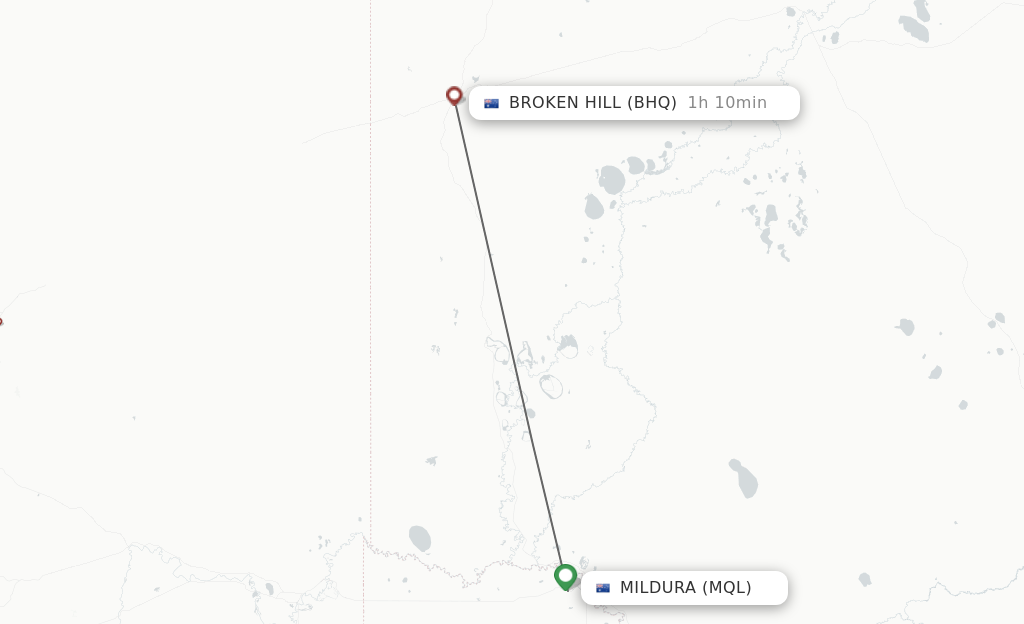 Flights from Mildura to Broken Hill route map