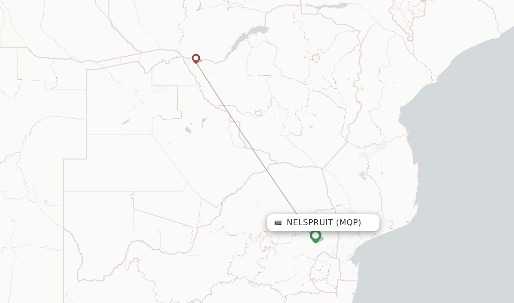 Route map with flights from Nelspruit with Fastjet