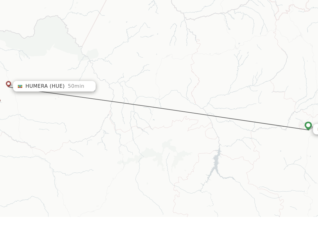 Flights from Makale to Humera route map