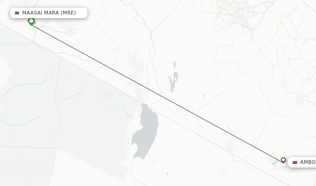 Flights from Amboseli to Maasai Mara route map
