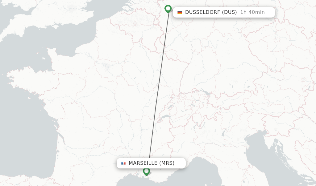 Flights from Marseille to Dusseldorf route map
