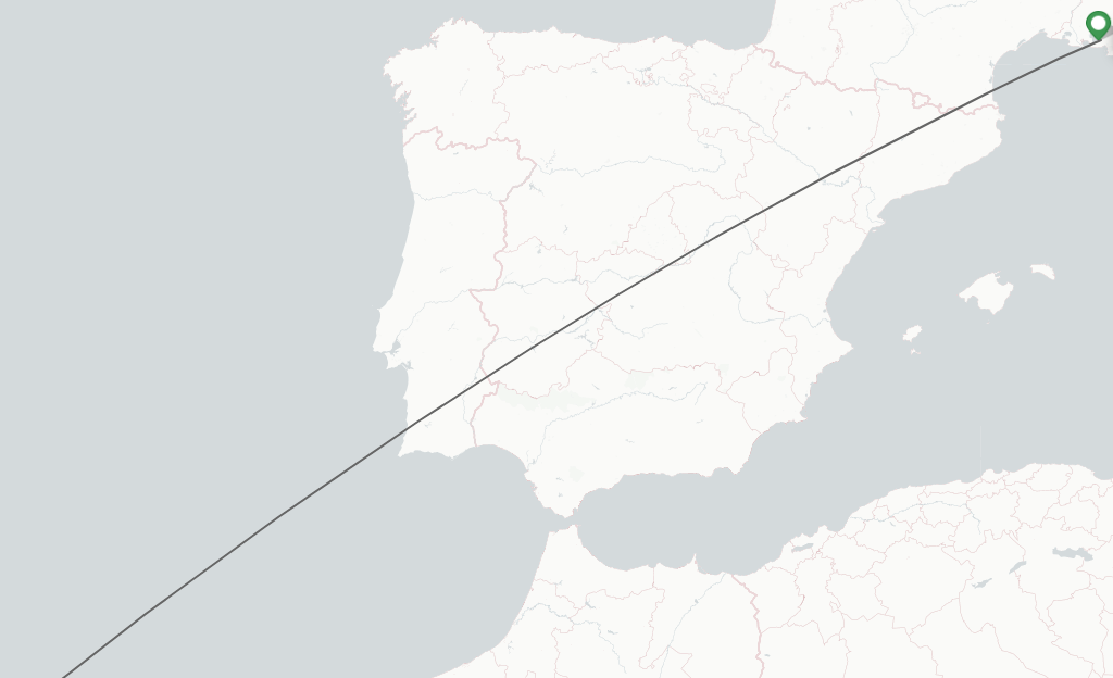 Flights from Marseille to Funchal route map