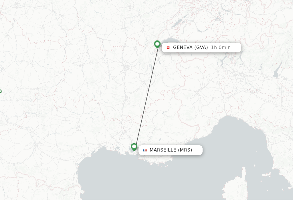 Flights from Marseille to Geneva route map