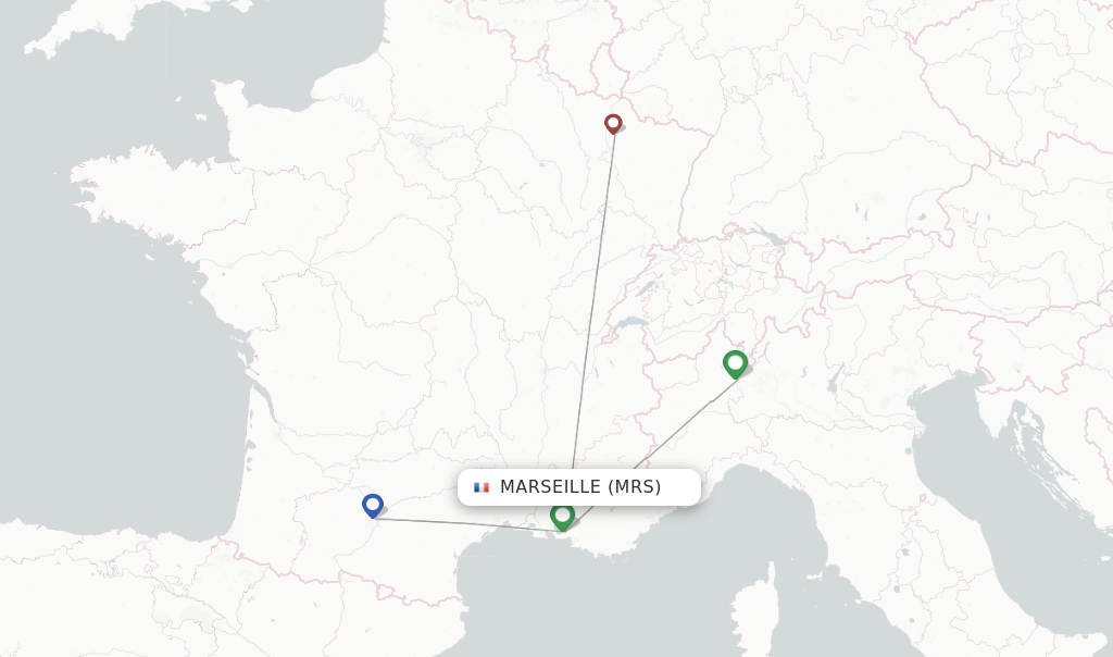 Route map with flights from Marseille with Twin Jet