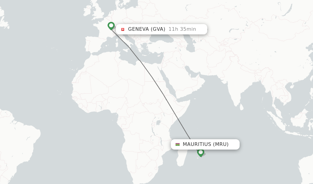 Flights from Mauritius to Geneva route map