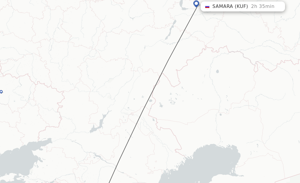 Flights from Mineralnye Vody to Samara route map