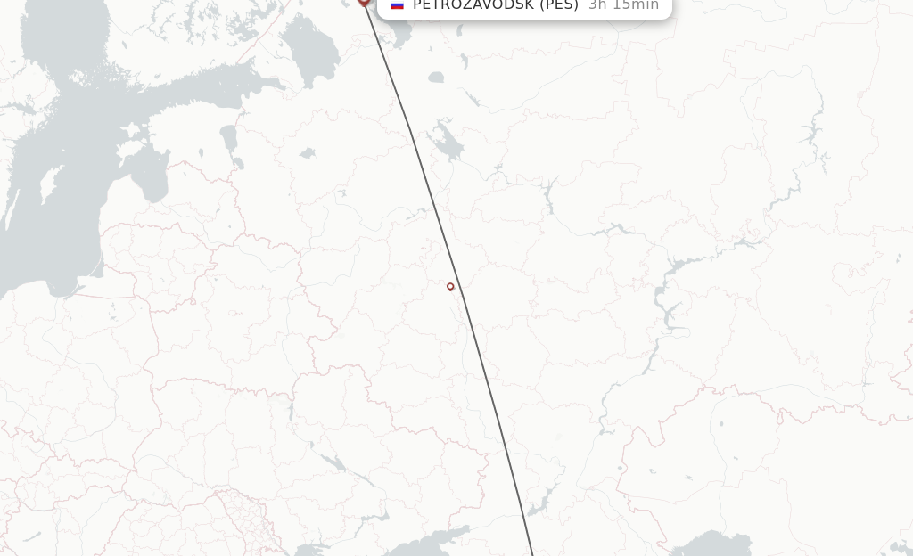Flights from Mineralnye Vody to Petrozavodsk route map