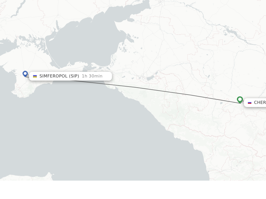 Flights from Mineralnye Vody to Simferopol route map