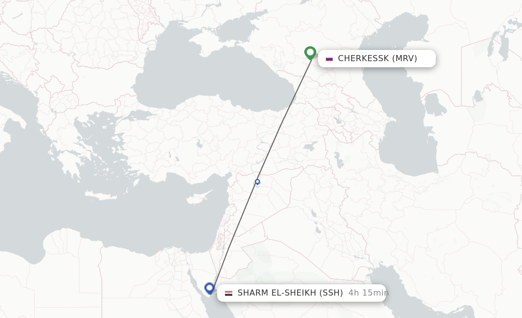 Flights from Mineralnye Vody to Sharm el Sheikh route map
