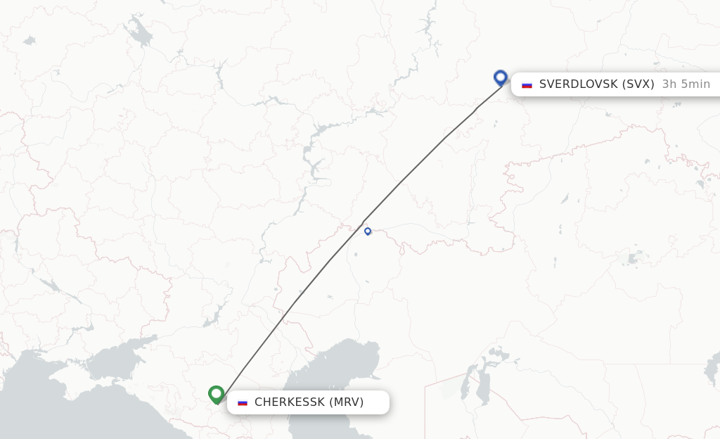 Flights from Cherkessk to Sverdlovsk route map