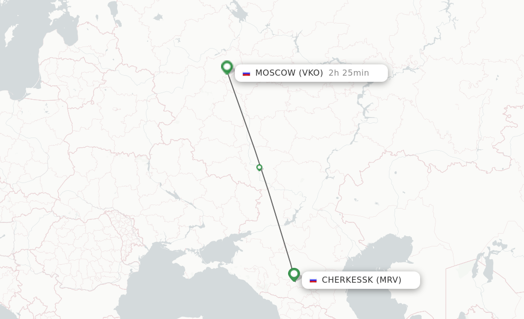 Flights from Cherkessk to Moscow route map