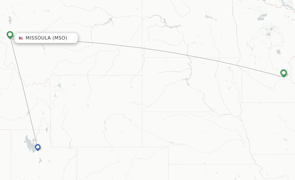 Route map with flights from Missoula with Delta