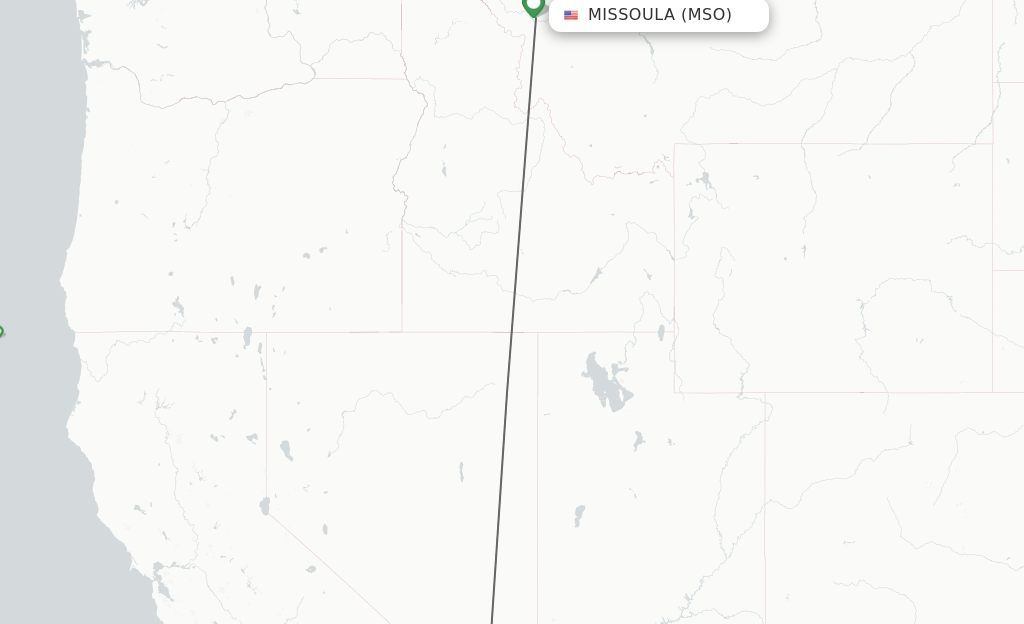 Flights from Missoula to Las Vegas route map