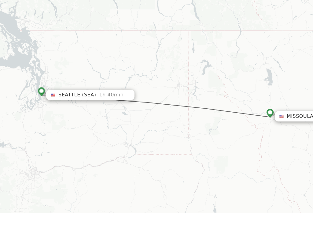 Flights from Missoula to Seattle route map