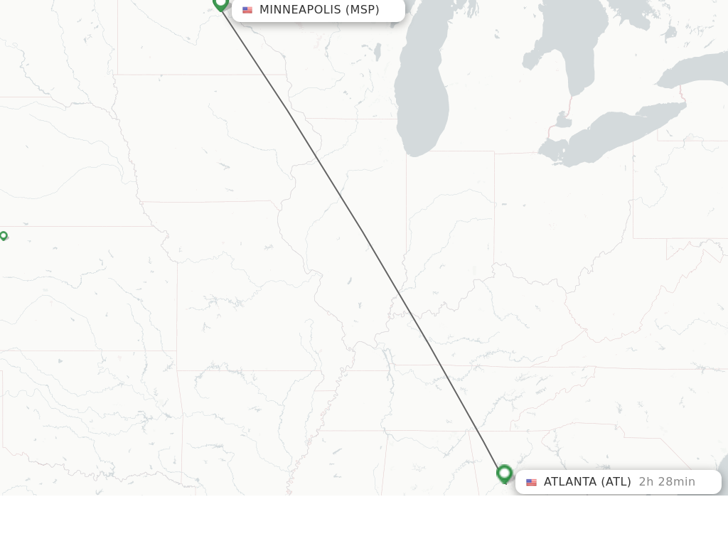 Flights from Minneapolis to Atlanta route map